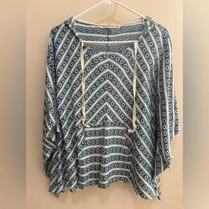 Hippie Laundry Teal/Cream Poncho Hoodie